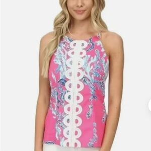 Lilly Pulitzer Annabelle Halter top Capri Pink Samba, size 6